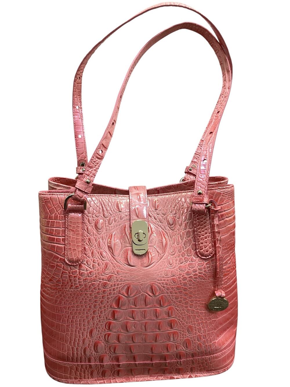 NWT Brahmin Bag Women’s 1Size Fiora Bucket Bag Embossed Leather Two Handles Pink